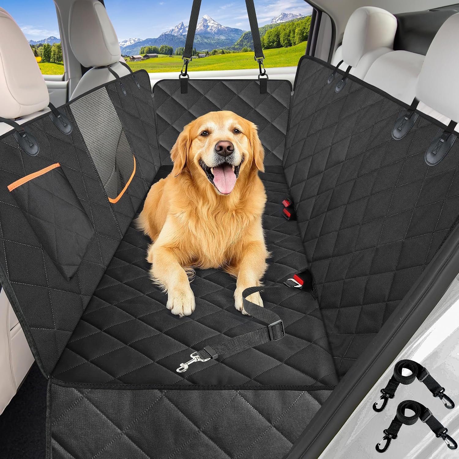 Kytely Dog Car Seat Cover for Back Seat, Waterproof Hammock for Car&SUV