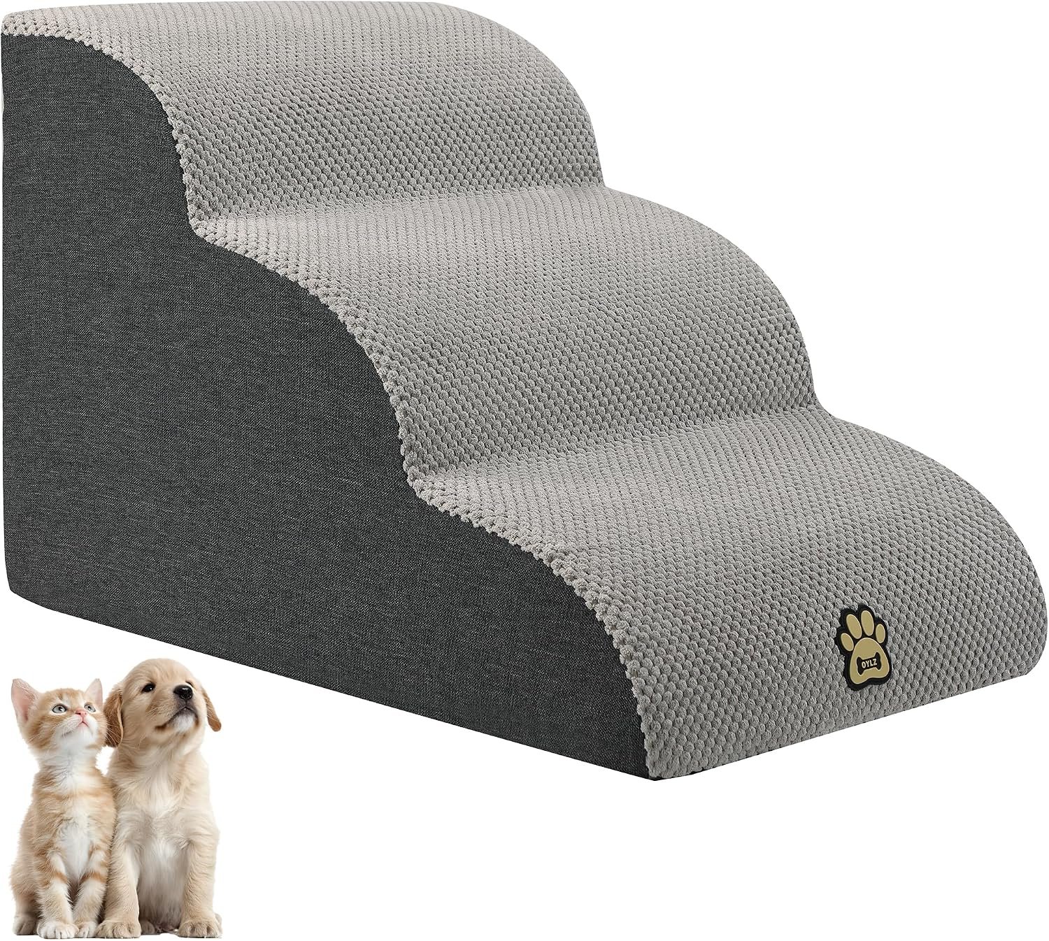 Pet Steps Dog Stairs for Sofa Couch and Bed High Density Sponge Pet Ramp with Removable Washable Cover Non-Slip Base Stable Dog Steps 15.7″ H