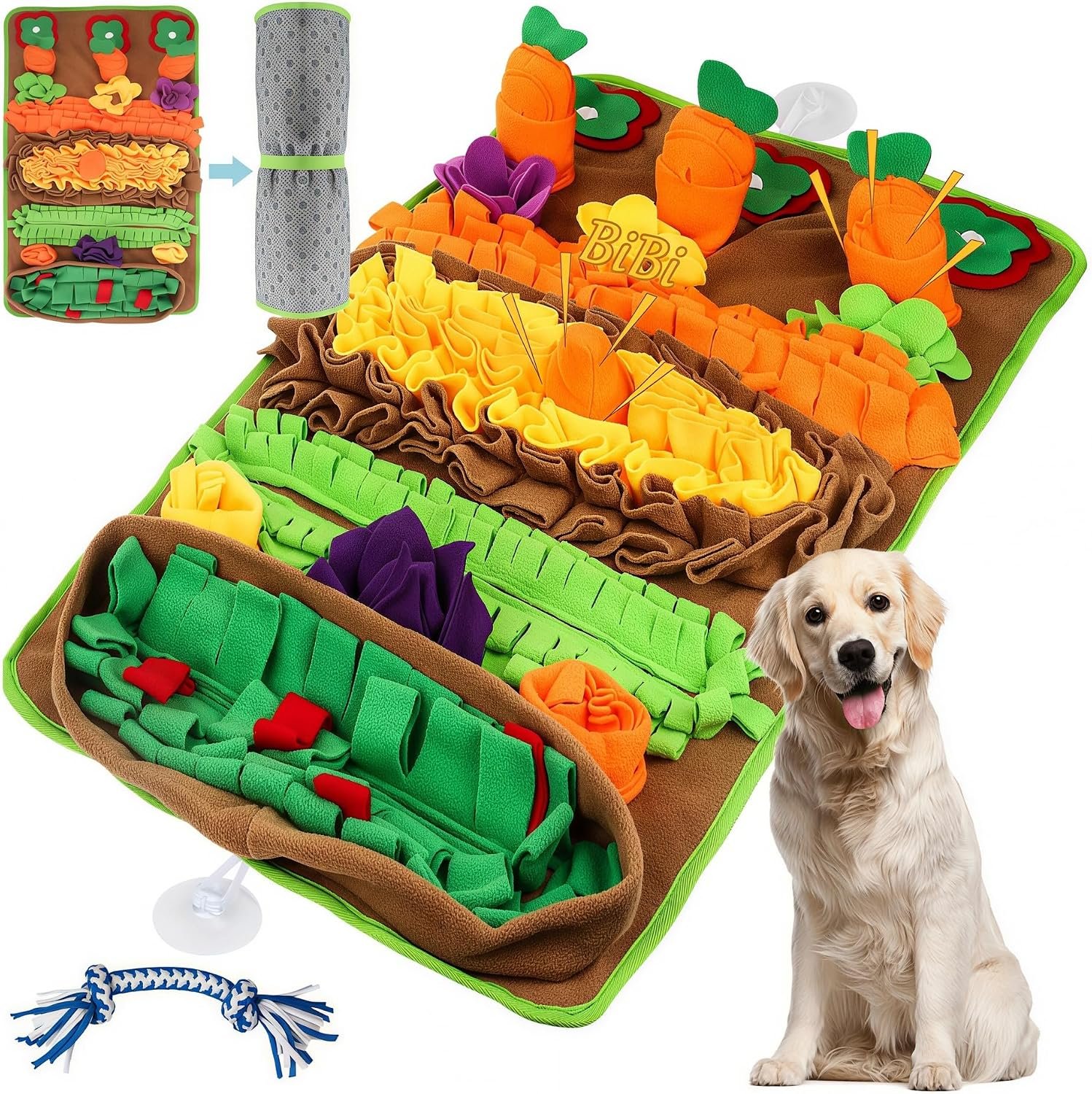 Snuffle Mat for Dogs – Extra Large 32” x 20”, Washable Slow Feeder Dog Toy, Durable Interactive Dog Puzzle for Mental Stimulation & Nosework Training, with Anti-Slip Suction Cups